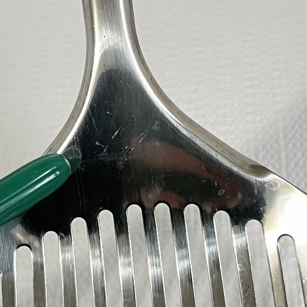 VTG Inox Ecelstahl Rostfrei Slotted Skimmer 18/8 Stainless Steel Green Gingham